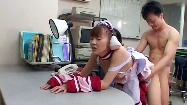 Wild Asian harcore with a ty costumed babe