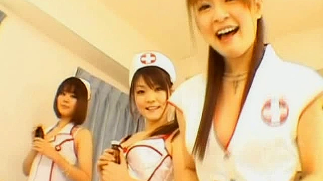 Japanese AV models tease a huge cock