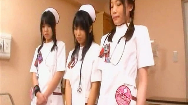 Supremely lucky guy getting cock sucked by 3 nurses