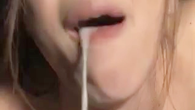 Naked and sexy babe with nice tits is giving blowjob indoors