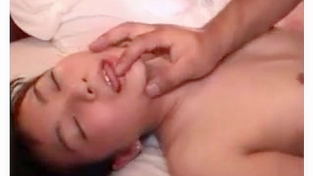 Handsome teen with small tits is riding on his pecker