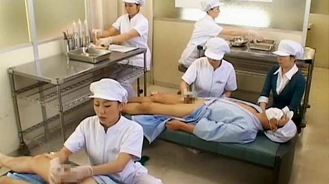 Handjob factory workers getting practice on how to make men cum