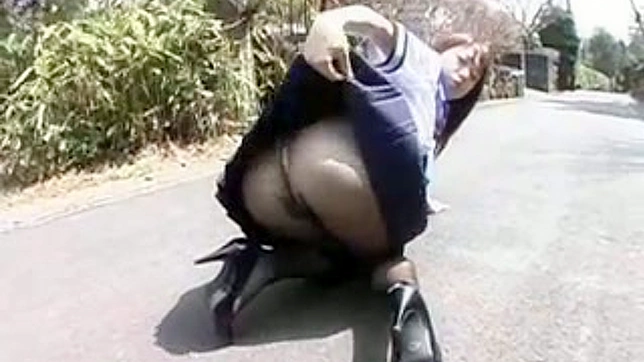 Pleated Skirts in Uncensored JAV Outdoor Movie