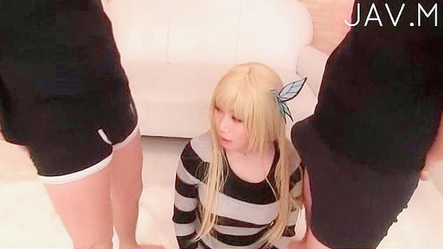 Japanese blonde with perfect tits is giving blowjobs