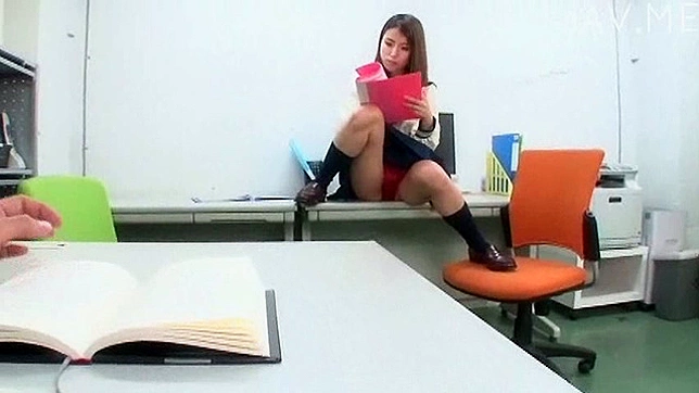 Daring and hot teen in red panties is showing her ass