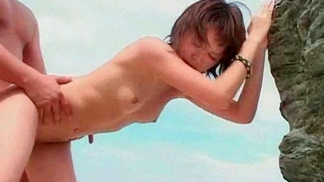 Short haired and pretty japanese teen is having sex outdoors