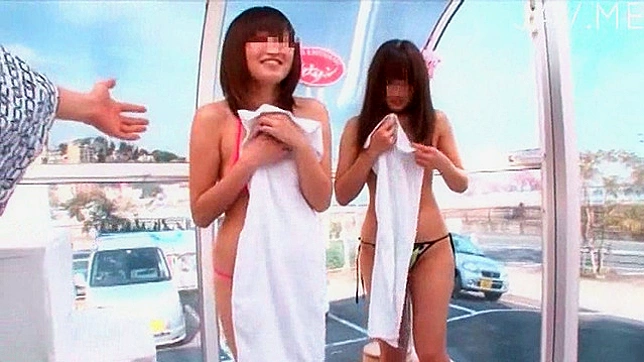 Lovely friends have a cool swimming afternoon and show ass