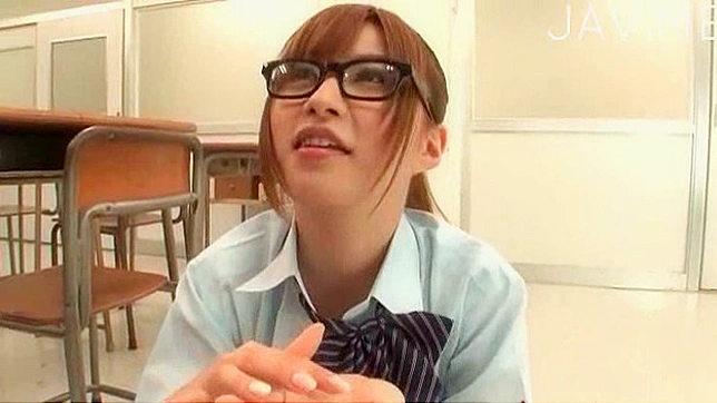 Steamy porn action along teeny with sexy glasses on