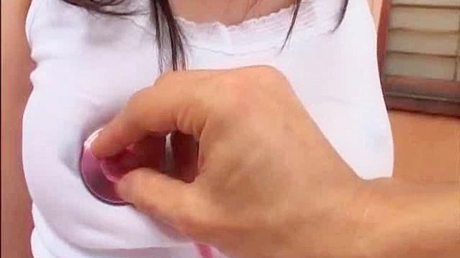 Stimulating Japanese chick's hairy muff with lusty fingers