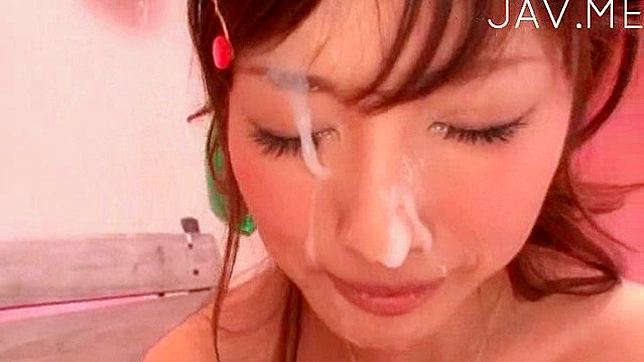 Beauty japanese chick with red hair is sucking big sticks
