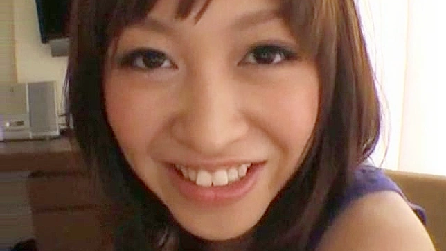 Fingering adorable Japanese chick's luscious hairy muff