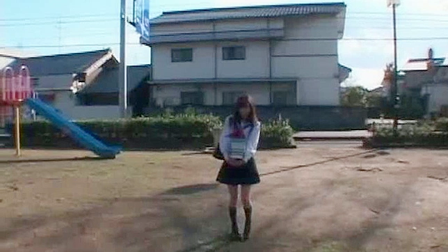 Lusty tits fondling for adorable Japanese schoolgirl