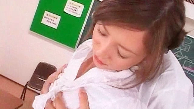 Horny schoolgirl shared by two guys in rough school threesome