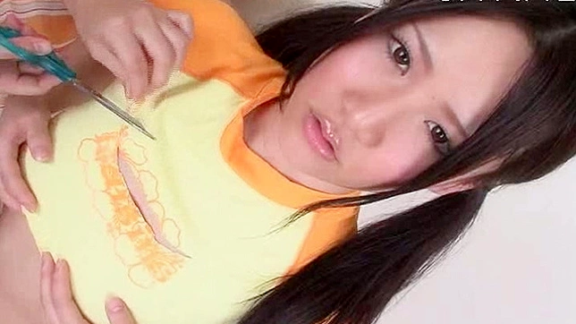 Gorgeous and hot asian teen with high heels is eating ice-cream
