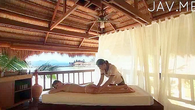 Delightful bosoms massage for pretty Asian sweetheart