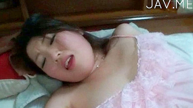 Dark haired japanese teen is sucking his powerful rod