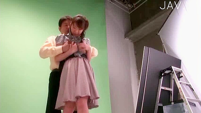Stud could not stop fondling Japanese babe's perky hooters