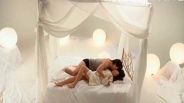 Delightful and romantic bed pleasuring for cute Asian chick