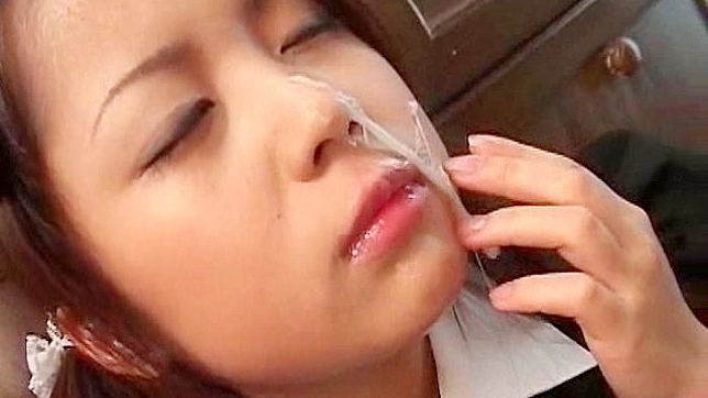 Adorable Japanese darling lathers up a horny male rod