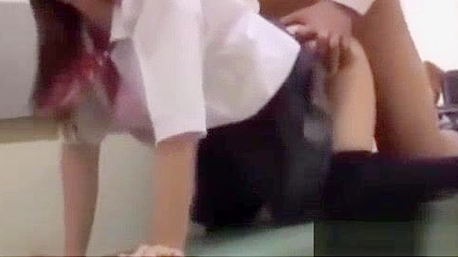 Japanese Teen Blowjob and Creampie with School Teacher in Corridor