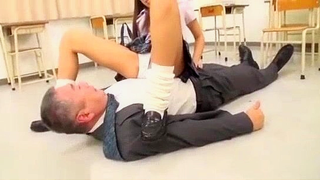 Humiliated Small Dick Teacher Gets Handjob by JAV Star in Fetish Foot College