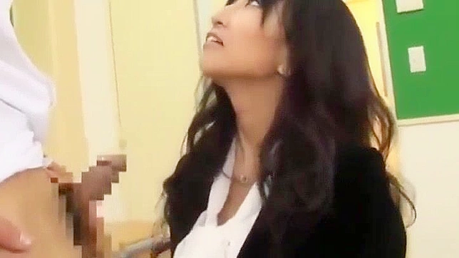 Japanese Teacher's Blowjob Fetish with Skinny Brunette Office Lady
