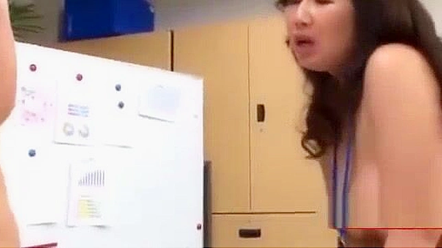 Japanese Office Lady in Stockings Gets Hairy Pussy Fingered & Fucked from Behind