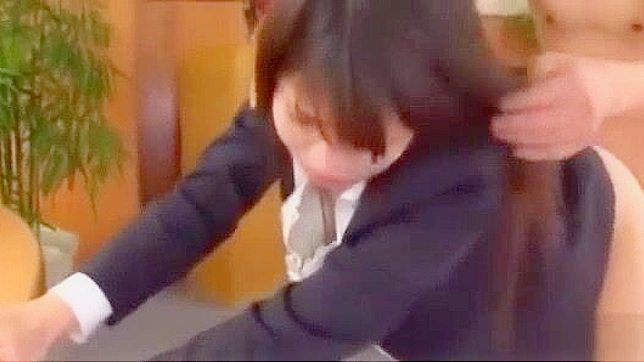 Japanese Office Lady in Stockings Gets Double penetration by Two Guys