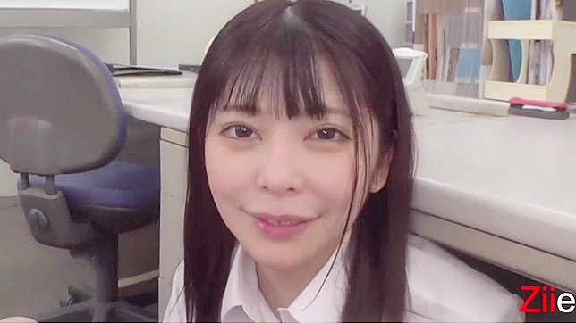 Japanese Brunette Gets Uncensored  POV Blowjob in Risky Office Scene