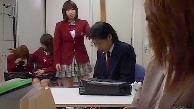 Japanese Schoolgirl Threesome Inspects Teacher Dick in Sensual Sessions!